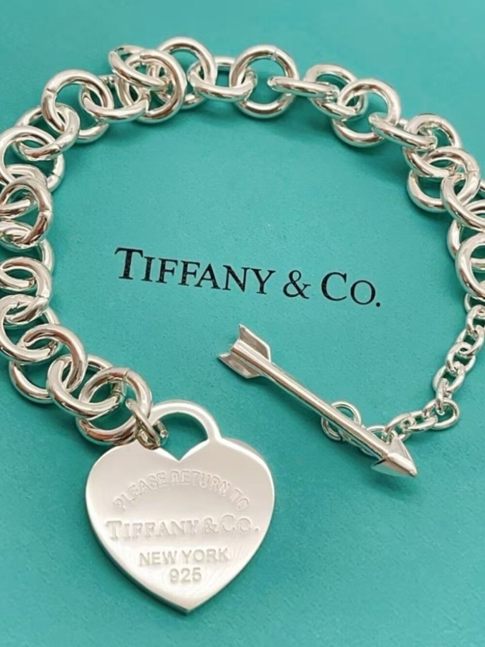 Tiffany & Co. Sterling Silver Heart Tag Charm Bracelet